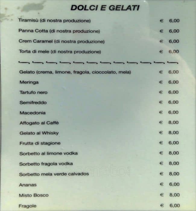 Menu di Da Rita e Antonio 