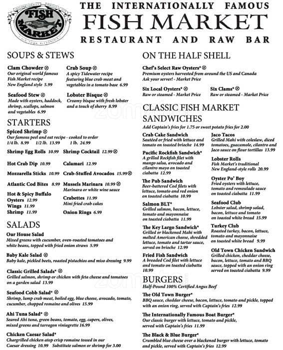 Menu at Fish Market pub & bar, Alexandria, 105 King St