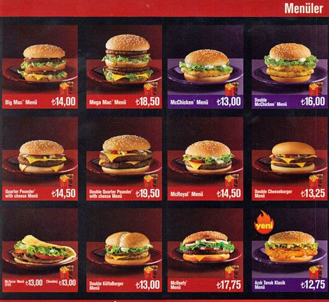 Menu mcd 2020