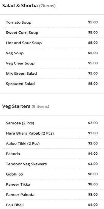 Vegtiffin メニュー