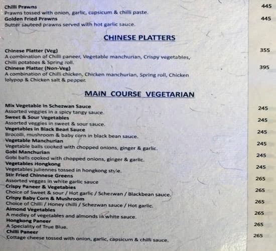 True Blue Menu Menu For True Blue Mayur Vihar Phase 3 New Delhi Images, Photos, Reviews