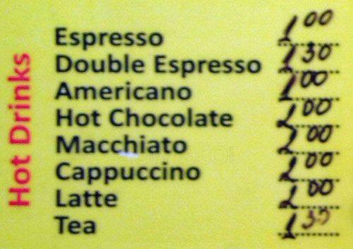 Cornerstone Cafe menu