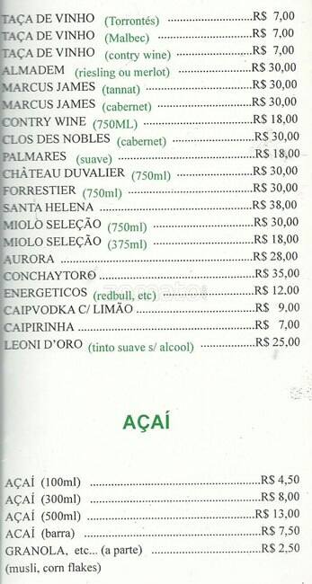 New Natural cardápio