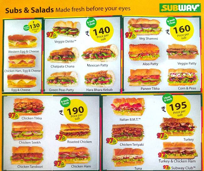 Subway Menu, Menu for Subway, Kothrud, Pune - Zomato