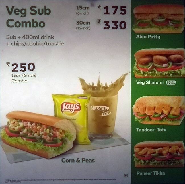 Subway menu