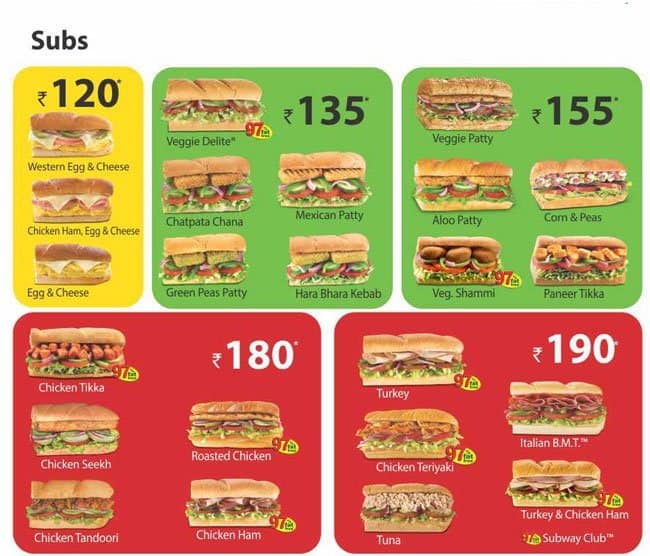 Subway Menu, Menu for Subway, Aundh, Pune - Zomato