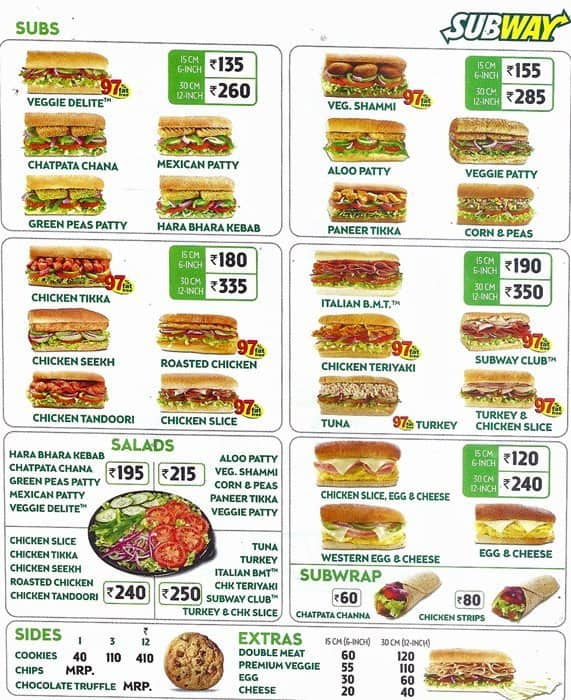 Subway Menu, Menu for Subway, Kothrud, Pune - Zomato