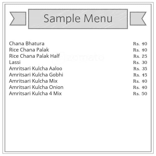 NEW DELHI CHHOLE BHATURE menu