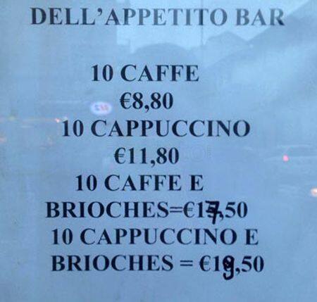 Menu di L'Appetito 