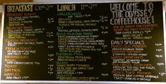 Odyssey Coffeehouse Menu, Menu for Odyssey Coffeehouse, Central 16 Ave ...