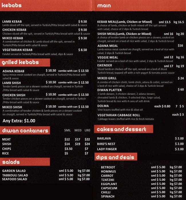 Diwan Grill Kebab House Menu, Menu for Diwan Grill Kebab House, Epping