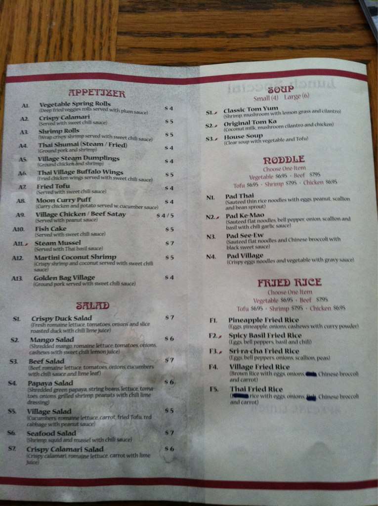 Thai Village Menu, Menu for Thai Village, Ridgewood, New York City