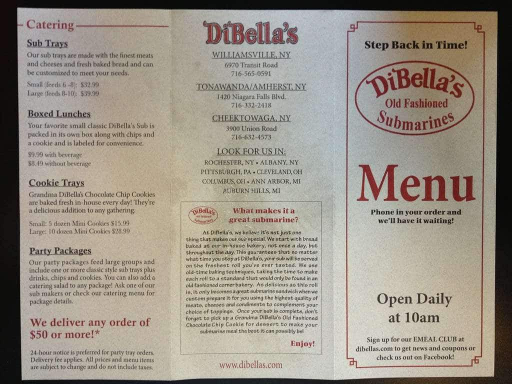 Dibella's Printable Menu Printable World Holiday