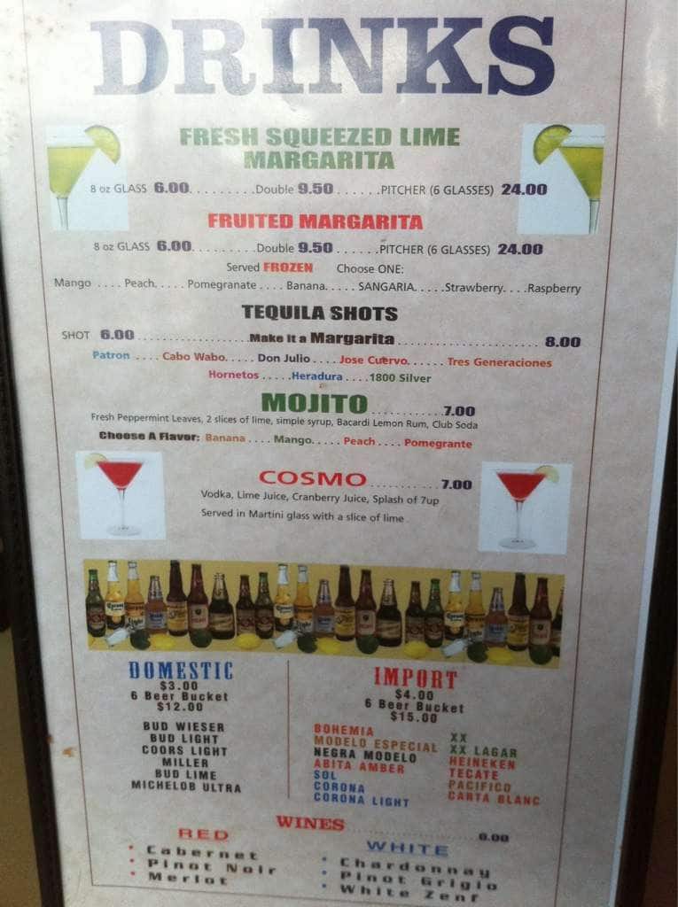 Menu at Mi Padres restaurant, Baton Rouge, Blvd