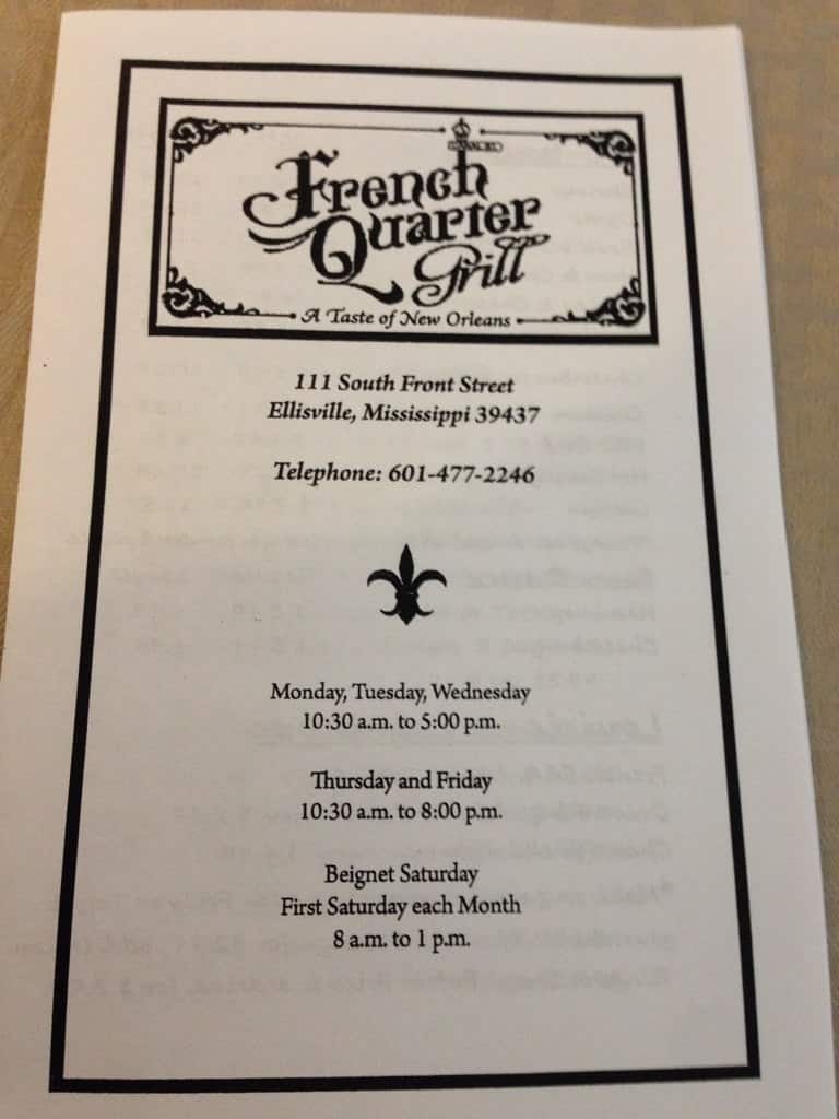 Menu at R & A's French Quarter Grill restaurant, Ellisville