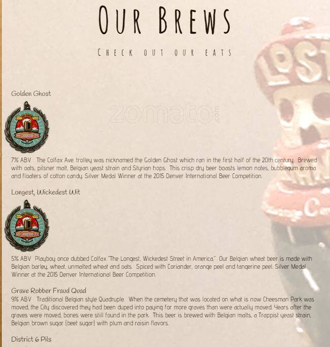 Lost Highway Brewing Company Menu Urbanspoon/Zomato