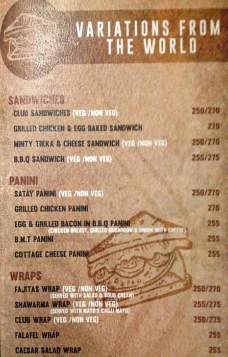 The Pub menu