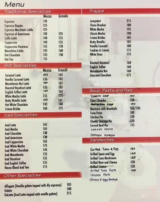 Caffe da illy Menu, Menu for Caffe da illy, Banawe, Quezon City
