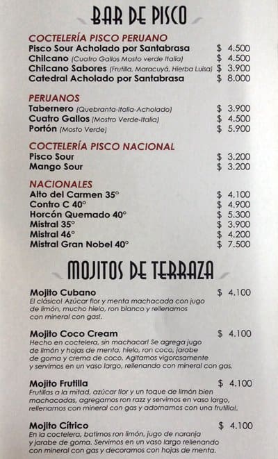 Santabrasa Menu,Menú para Santabrasa, Las Condes, Santiago 