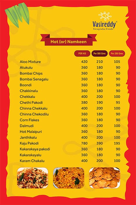 Vasireddy Swagruha Foods Menu Menu For Vasireddy Swagruha Foods Miyapur Hyderabad