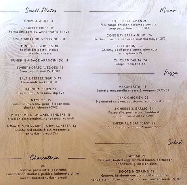 Menu at Imperial South Yarra restaurant, South Yarra, 522 Chapel St