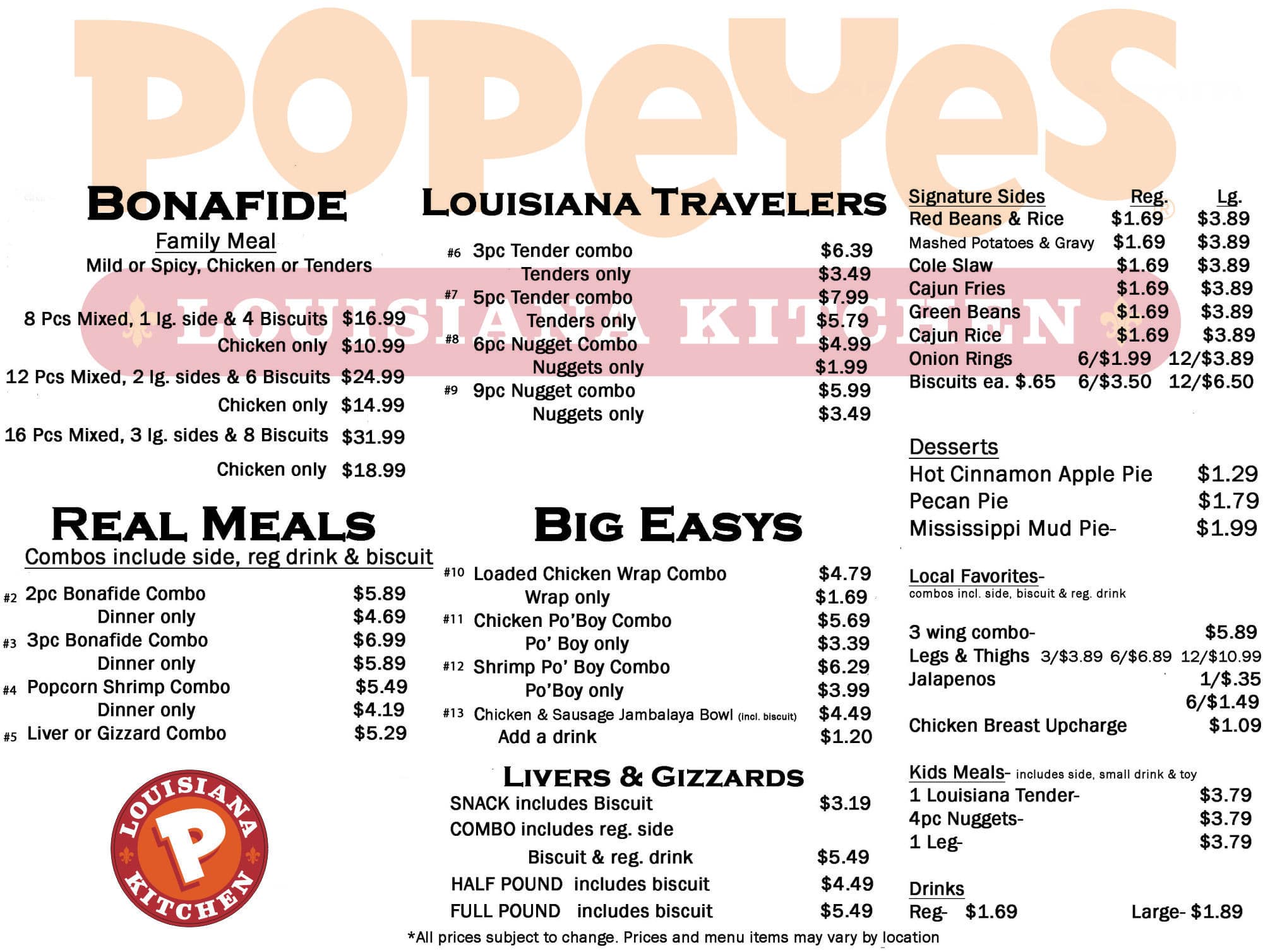 popeyes recent menu
