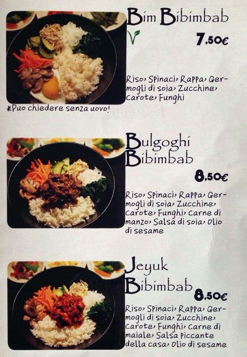 Menu di Bim Coreano 