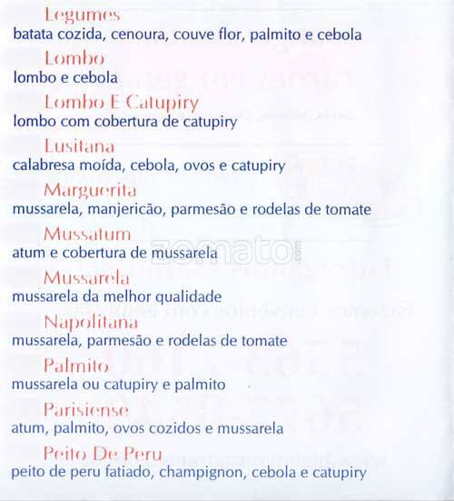 Restaurante Pizzaria Big Boy cardápio