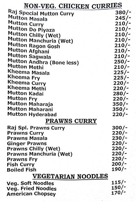 Jaya Sree Mess menu
