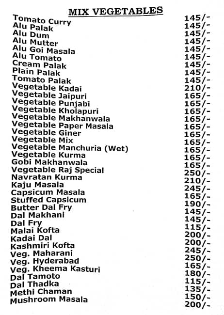 Jaya Sree Mess menu