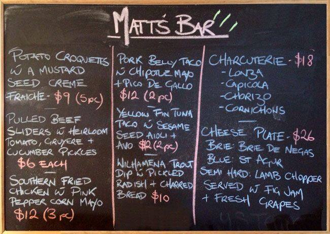 Carta de Matt's Bar