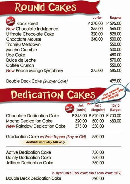 red ribbon cakes price