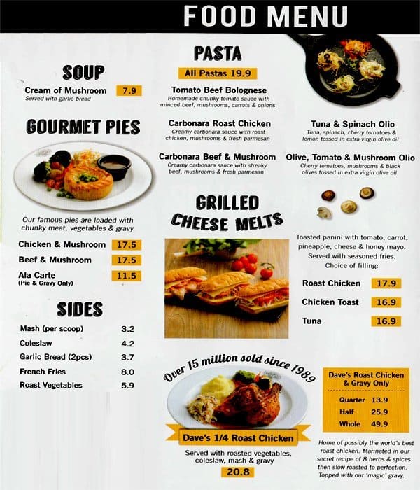 Dave's Deli Menu, Menu for Dave's Deli, Damansara Jaya, Selangor