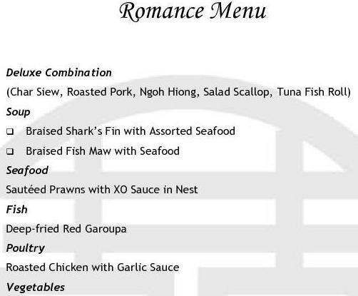 Grand Mercure Singapore Roxy メニュー