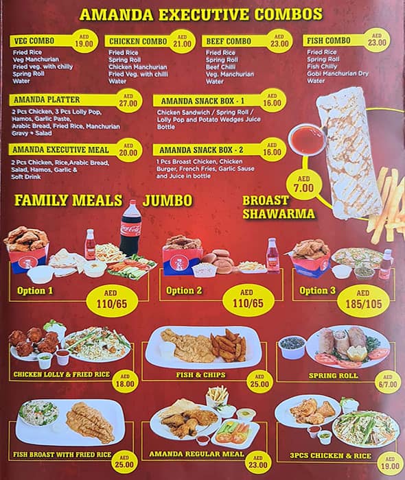 Menu at Amanda Restaurant, Dubai, 49 20A St