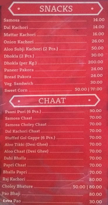 Aggarwal Bikaneri Sweets menu