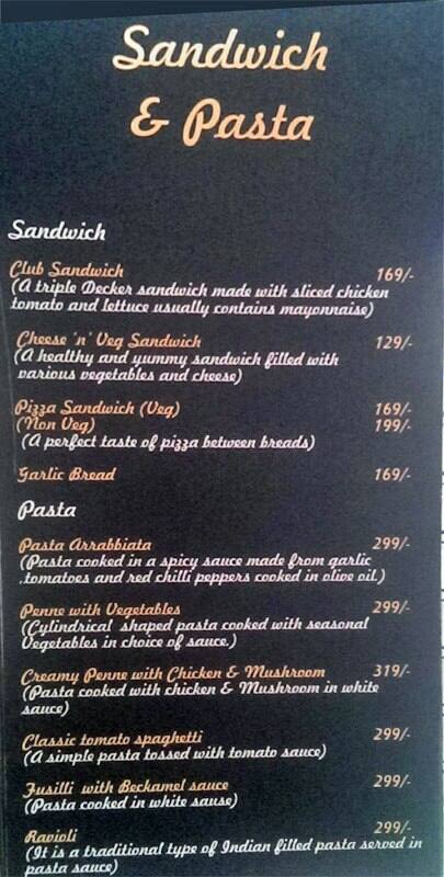 Hammer Club and Lounge menu