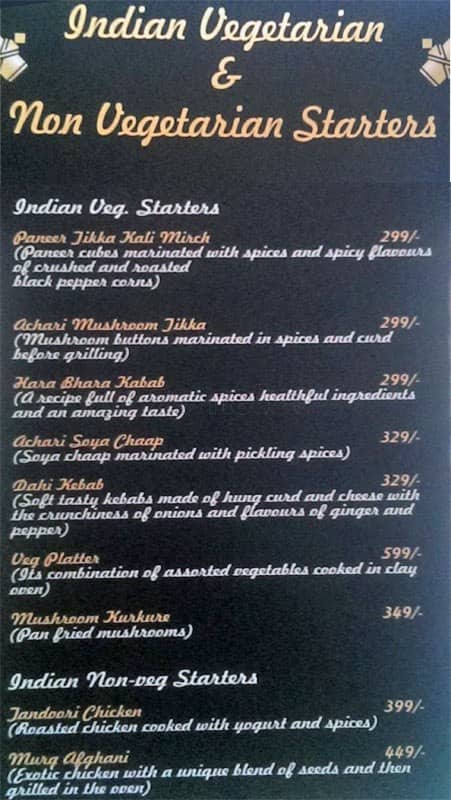 Hammer Club and Lounge menu