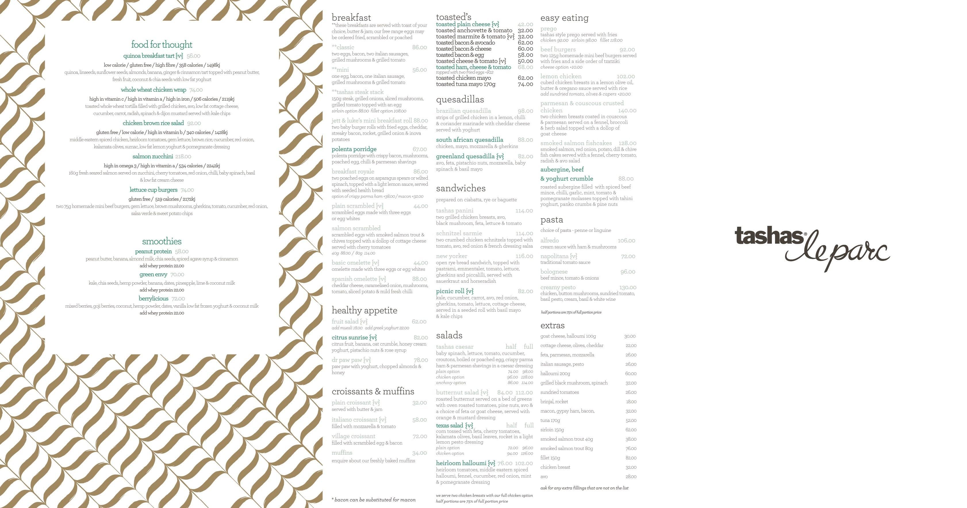 tashas Menu, Menu for tashas, Hyde Park, Sandton - Zomato SA