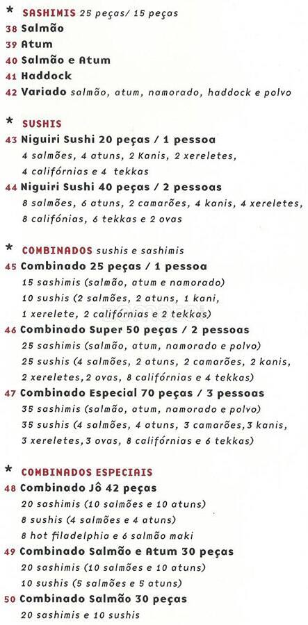 Deusimar Sushi cardápio