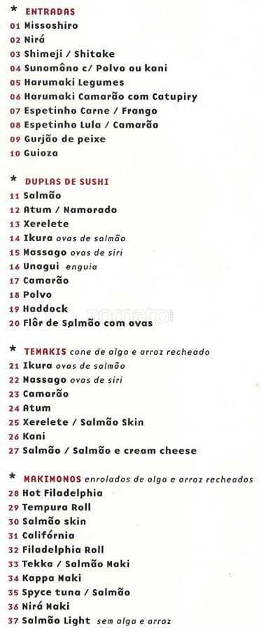 Deusimar Sushi cardápio