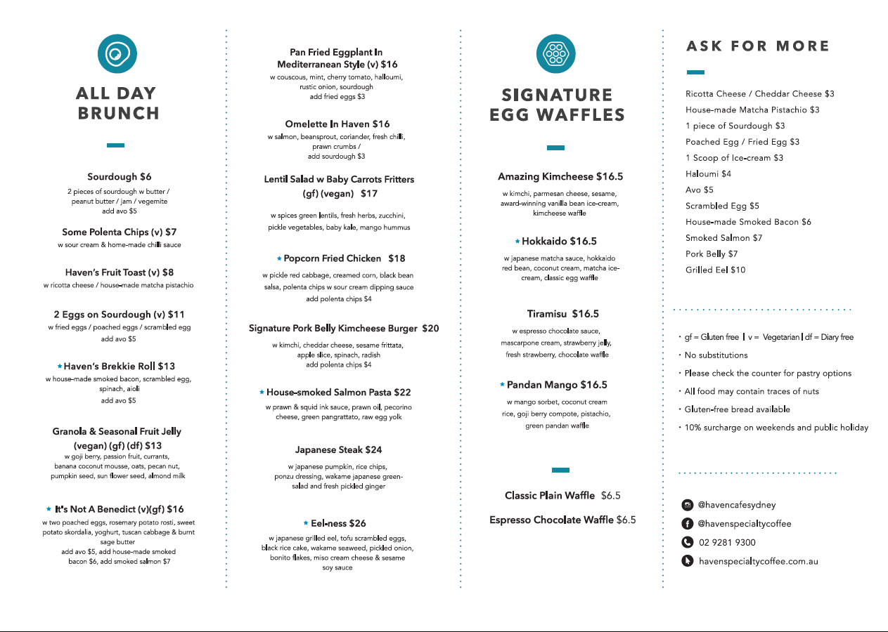 Haven Menu, Menu for Haven, Surry Hills, Sydney Urbanspoon/Zomato