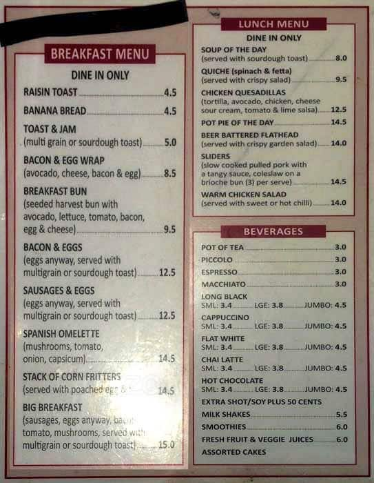 Jack'n'Jive Cafe Menu - Urbanspoon/Zomato