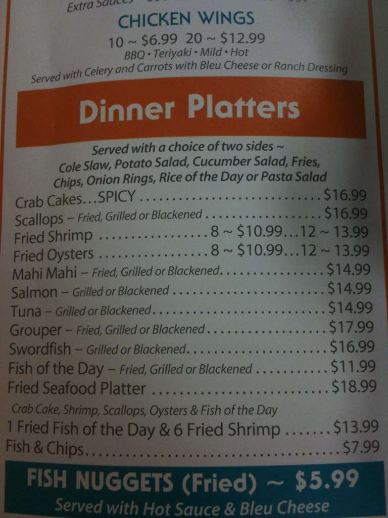 Menu at Bay Street restaurant, Daytona Beach, 141 Bay St