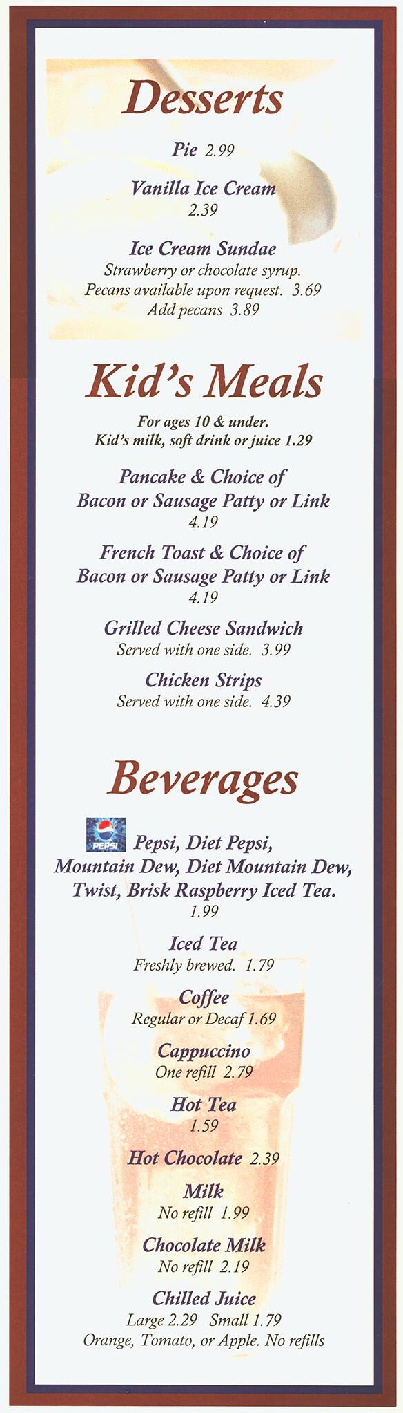 Menu at Rich's Cafe New Haven, New Haven, 613 Broadway St