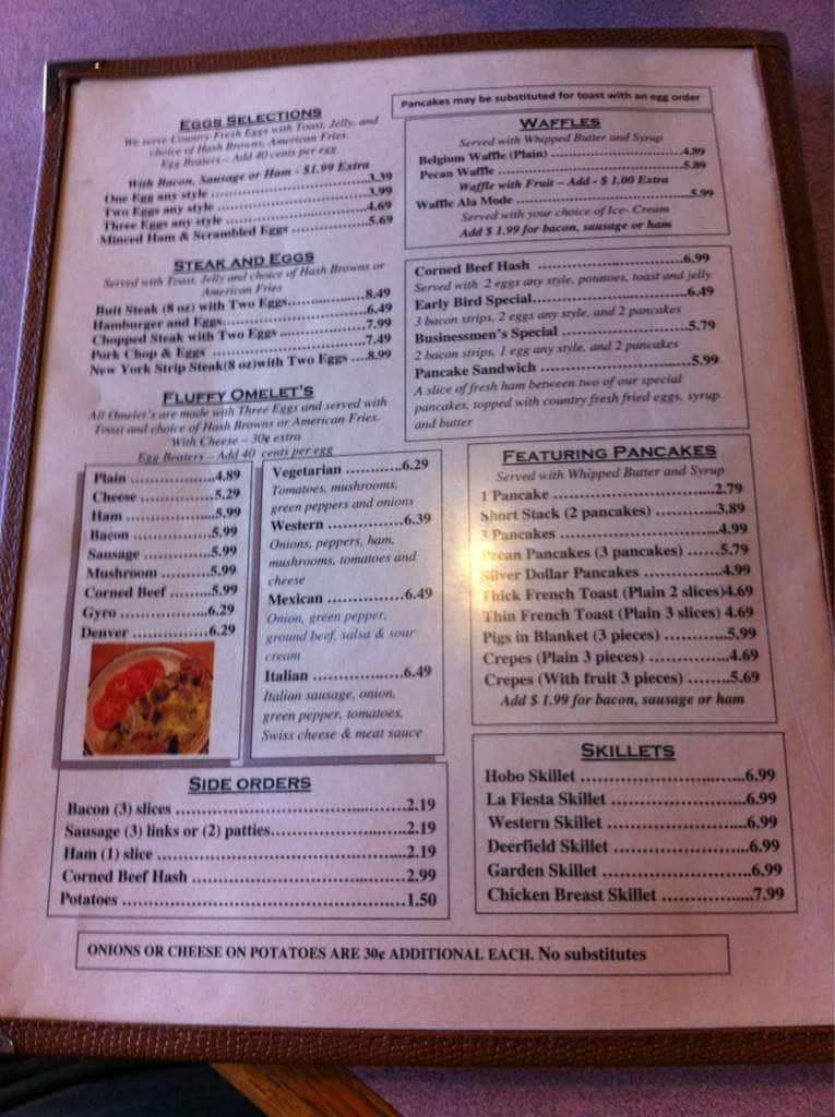 Menu at Deerfield Family Restaurant, Silvis