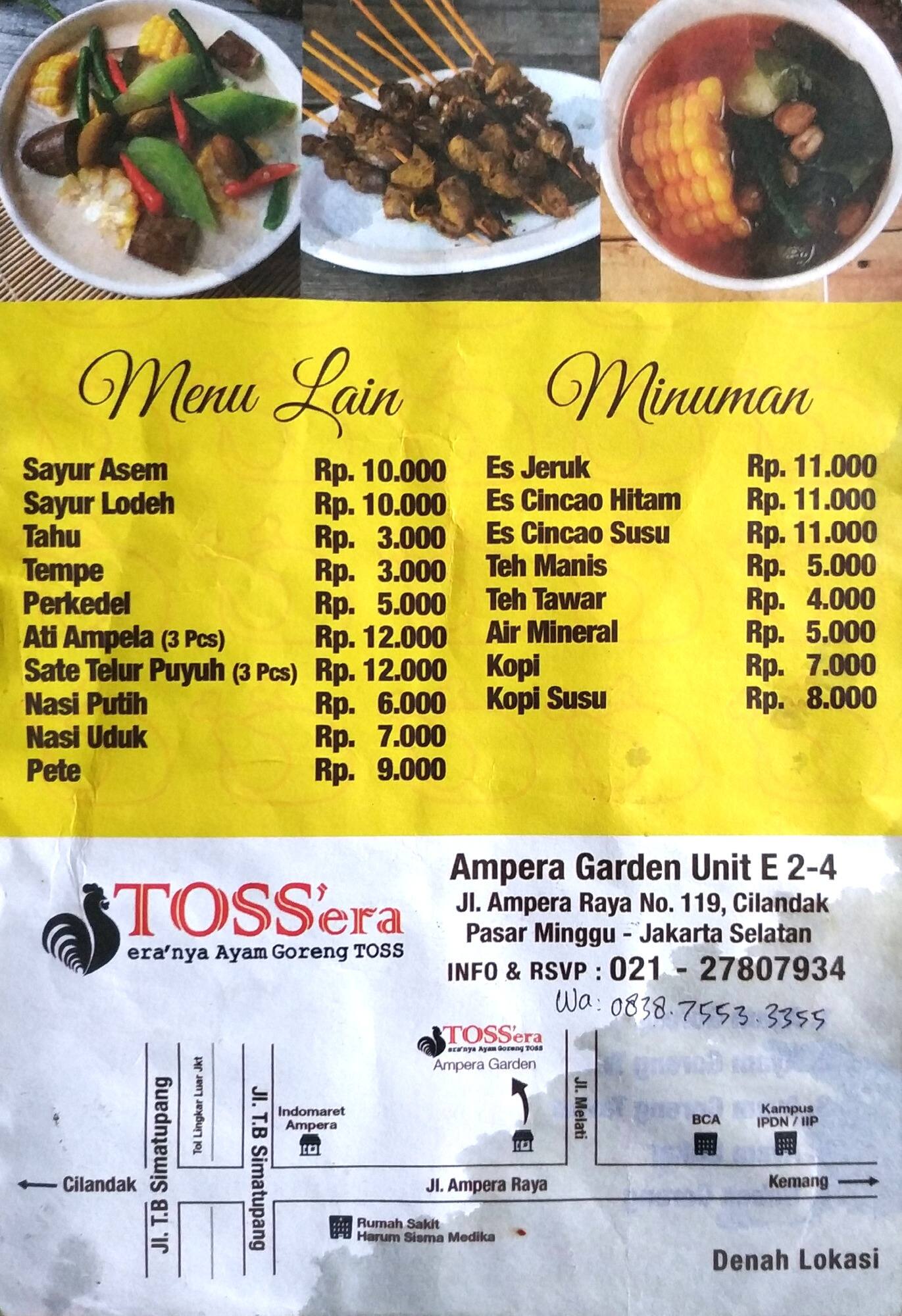 Tossera Menu Menu For Tossera Cilandak Jakarta