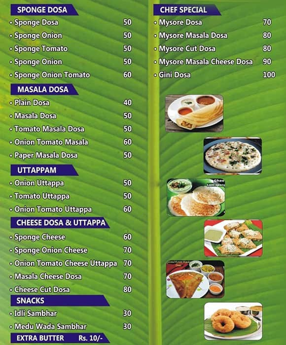 Menu of Tirupati Davangiri Dosa, Ravet, Pune