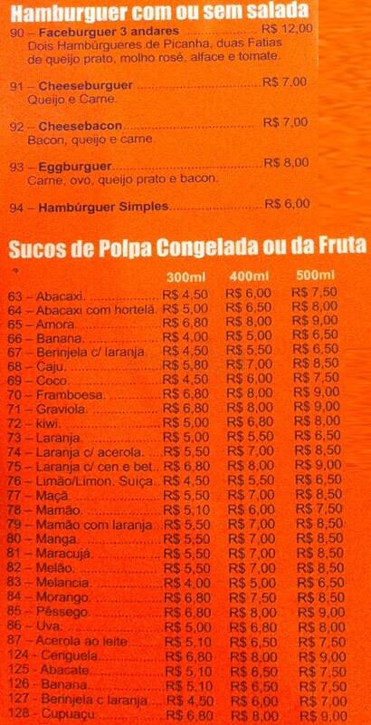 Faceburguer cardápio