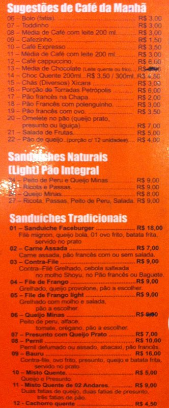 Faceburguer cardápio